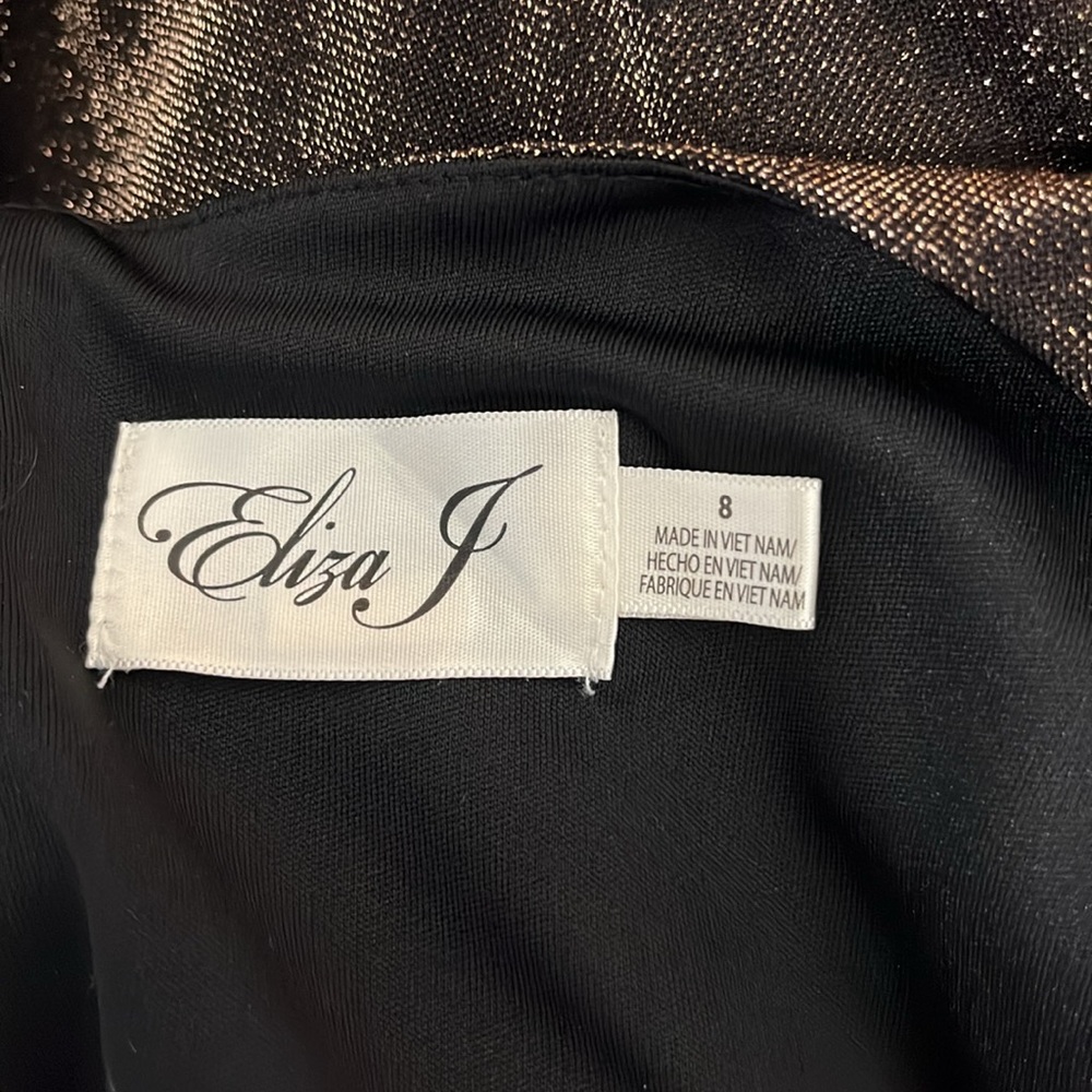 Eliza J Bronze Metallic Faux Wrap Dress - Picture 14 of 15